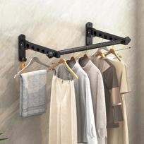 Non-Punching Drying Rack 6/8/10 Holes Laundry Rack Durable Wall Mounted Clothes Hanger  Bathroom 6 Holes Black