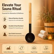 Sauna Ladle Comfort Bamboo Water for Bathroom Bathtub Steam brown
