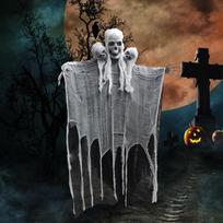 Halloween Hanging Evil Ghost, Lighted Scream Flying Ghosts with Red Eyes, Haunted House Horror Props gray