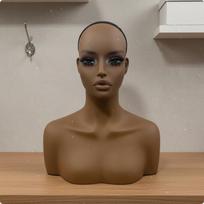 Manikin Head with Shoulders Stable Form Mannequin Bust Makeup Face gray