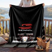 Warm Flannel Blanket Ayrton Senna Pattern, Lightweight Comfortable Throw Blanket for Bed Sofa Use 100cmx150cm black
