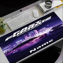 Custom Name Fast & Furious Theme Mouse Pad, Non Slip Rubber Base, Multifunctional Office & Home Decor, Perfect for Workspace Personalization. 30cmx60cm white