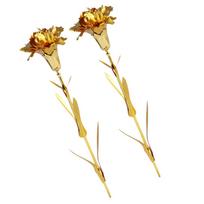 2Pcs 24K Gold Foil Carnation Artificial Flower Lifelike Mother's Day Gift Eternal Love Decor for Home Hotel Coffee Shop beige