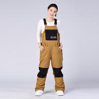 Unisex One-Piece Ski Bib Pants - Warm Snowboard Gear L brown