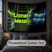 Custom Name Text Tapestry,Lionel Messi Decorative Wall Hanging, Background Tapestry For Home Bedroom 100cmx150cm