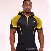 GYMSHARK Vyriškas ONYX 5.0 Greitai džiūstantis pusiau užsegamas sportinis džemperis su gobtuvu EU-M black
