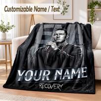 Eminem Custom Name Flannel Throw Blanket Soft Warm for Sofa Bed Indoor Home Use 130cmx150cm