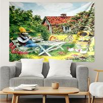 Pettson and Findus Print Tapestry, Backdrop, Easy Setup, Ideal for Bedroom, Office & Living Room, with Aesthetic Wall Hanging Decor. 100cmx150cm