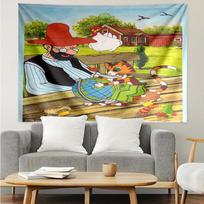 Pettson and Findus Print Tapestry, Backdrop, Easy Setup, Ideal for Bedroom, Office & Living Room, with Aesthetic Wall Hanging Decor. 150cmx200cm