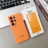 Original For Samsung S26 S25 Ultra S26 Case High Quality Liquid Silicone Cover Samsung S26 S25 Plus S24 Protector Shell & Box oranžinė