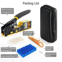 RJ45 Crimping Tool Kit Cat6 Pass Through, 8P 6P Ethernet Crimper with Cable Stripper, 20Pcs Cat6 Connectors and Boots juoda