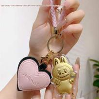 999 Pure Gold Labubu Keychain & Phone Charm with Gold Ornament: Cartoon Bag Charm Gift Pink Charm