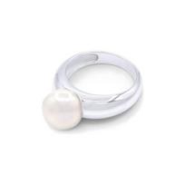 Ring - Pearls & Colors - Round Freshwater Cultured Pearl 9-10 mm - White Pearl - White Gold 375/1000 - AAA+ Quality - Woman 58