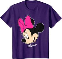 Mickey and Friends Minnie Mouse Big Face T-Shirt S-4XL Unisex XL violetinė
