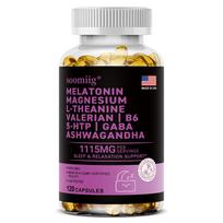 Soomiig Sleep & Relaxation Capsules, Melatonin, Magnesium Glycinate, L-Theanine, 120 120 Capsules