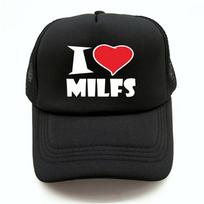 Man patinka MILFS Unisex Trucker kepurės Vasaros šaunios ir juokingos beisbolo kepuraitės Unisex lauko tinklinės tinklinės kepuraitės black