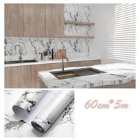 Virtuvės vandeniui ir alyvai atsparus lipdukas stalinės viryklės marmurinis lipnus tapetas sutirštintas namų spintelės atnaujinimo sieninis lipdukas 60cm*5 m gray