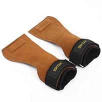 Cowhide Palm Protection Wear-Resistant Non-Slip Wrist Protection Equipment Fitness Weightlifting Booster Belt Deadlift Pull-Ups brown