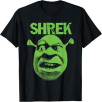 Shrek Grumpy Green Comic Art Face T-Shirt M juoda