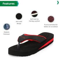 Ortho Joy Doctor Orthopedic Soft Slippers For Women (Red, Black) 9 UK raudona
