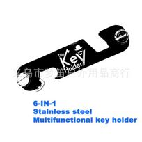 Stainless Steel Multi-Tool Keychain: EDC Organizer, Clip, Bottle Opener, 6-in-1 Function. sidabras
