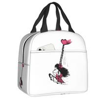 Custom Mafalda Music Resuable Lunch Boxes for Women Waterproof Quino Cartoon Manga Thermal Cooler Food Insulated Lunch Bag Work 22x20x13cm gray