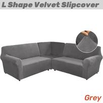 Aksominės 3 dalių L formos sofos užvalkalai Kampinės sekcijos sofos užvalkalas Pliušinis tampus 5 vietų kampinės sofos užvalkalas Sofos apsauga 5 Seater Sofa Cover gray