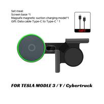 Car Phone Mount Holder 15W Magnetic Wireless Charger Compatible with MagSafe for Tesla Model 3 Y HIGHLAND LAUNCH JUNIPER 2026 25 Wireless Charging gray