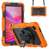 Heavy Duty Case For Lenovo Tab One (K9) 2025 8.7 inch TB305FU 3-Layers Hybrid Stand Cover With Screen Protector Shoulder Strap Tab One (K9) TB305FU orange
