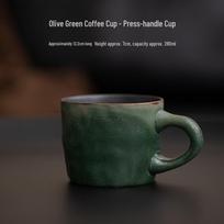 Large Olive Green Retro Ceramic Coffee Mug for Office & Home
