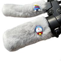 Winter Bike Handle Warmers ColdResistant Grip Covers Warm Keeping Fleecy Handlebar Grips Gray gray