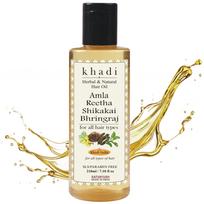 Satvayush Khadi Amla Reetha Shikakai Bhringraj Hair Oil - Best Anti Dandruff SLS/Paraben and Mineral Oil Free- 210 ml beige