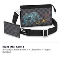 LOUIS VUITTON Gaston WW Coated Canvas Passport Holder, Card Holder, Crossbody Bag Men's Gray Black N64608 One Size 1