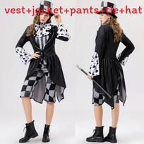 Alice In Wonderland Halloween Costume For Women With Satin Hat And Magic Accessories XXL black