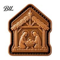 Fondant Decorating Tools Christmas Mini Pie Mold, Festive Faith Inspired Dough Press And Cookie Makers Cutter, Religious Stamp for Seasonal E black