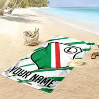 Custom Name Legia Warszawa Print Beach Towel, Large Soft Quick Dry Towel for Beach Camping Swimming 80cmx160cm(31x63inch) green