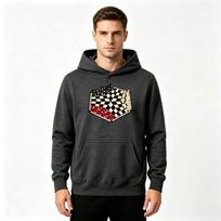 Men's Hoodie, 3D Three-player Chess Board Print Casual Long Sleeve Pullover Hooded Sweatshirt for Adults L tamsiai pilka spalva