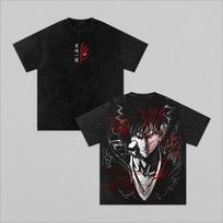 Kurosaki Ichigo BLEACH Anime T-shirt For Men Clothing Summer Short Sleeve Cotton Tees Clothes Vintage Washed Oversized T Shirt XL black