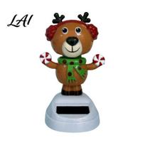 Solar Swing Figures for Cars Powered Creative Dashboard Ornament Dancing Car Christmas Cartoon Figure Funny Snowman Desk Decor Auto Interior C brown