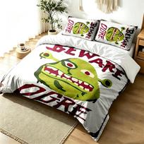 Shrek 3pc Duvet Cover Set Simple Modern Bedding Set Wrinkle Resistant Soft Fabric All Season Use a perfect gift 140cmx210cm
