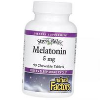 Melatoninas miegui, Stress Relax Melatonin 5, Natural Factors (72406010) 90tab