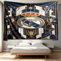 Real Madrid Football Print Tapestry - Portable Wall Decor Cloth, for Home, Dorm, Travel, Bedroom, Living Room - Ideal Birthday Housewarming Gift 130cmx150cm