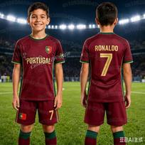 2026  Ronaldo Nr.7 Futbolo Marškinėlio Šortų Rinkinys Moterims Vyrams Portugalijos Gerbėjų Marškinėlio Šortų Rinkinys Vaikams Marškinėlis Sportinis Kostiumas 2 Dalių Rinkinys 110 brown