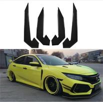4Pcs Front Bumper Splitter Fins for Honda Civic TYPE R 2016-2021 Carbon black