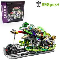 Mechanical Frog Building Blocks STEM Toy Jumping Robot Model Kit with Movable Legs & Gears 898PCS Educational Gift for Kid with box gray
