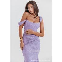 Elegantiška ilga suknelė-trimitas-undinėlė be nugaros su kaulais Moteriška mada Seksuali bodycon suknelė klubui/šventei Undinėlės suknelė XL violetinė