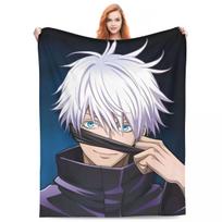 Gojo Satoru megztas pledas Anime Jujutsu Kaisen flanelinis pledas vasaros oro kondicionieriui personalizuotas minkštas šiltas lovatiesės 75x90cm