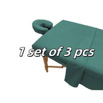 3pcs/Set Microfiber Massage Table Sheet Set Premium Salon SPA Bed Cover Unscented Flat Fitted Sheet Kit With Face Cradle Cover blue