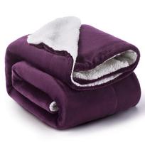 Dvisluoksnis flanelinis pledas: Storas avikailis žiemai, idealus miegui ir biurui 127cmX152cm violetinė