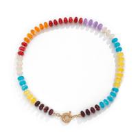 Wind Colored Acrylic Beaded Necklace, Sweet Dopamine Metal Spring Clavicle Necklace white
